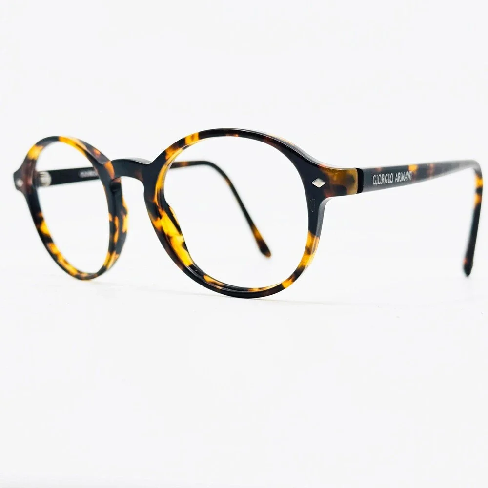 Giorgio Armani Eyeglass Frames Mens Tortoise Round Italy 48-22-145